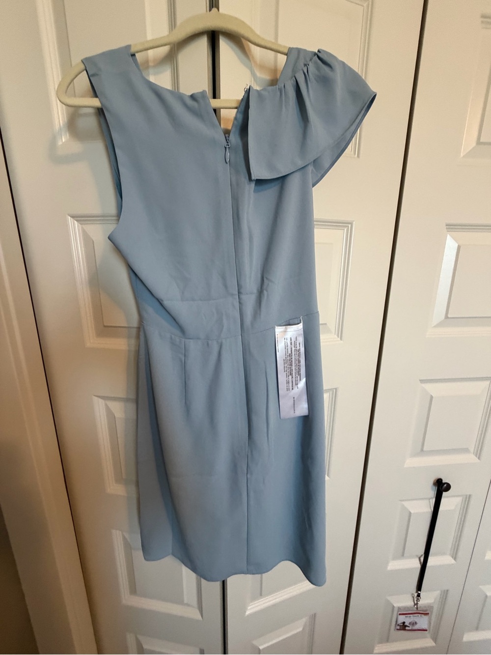 Dusty Blue Ruffle Crepe Mini Dress